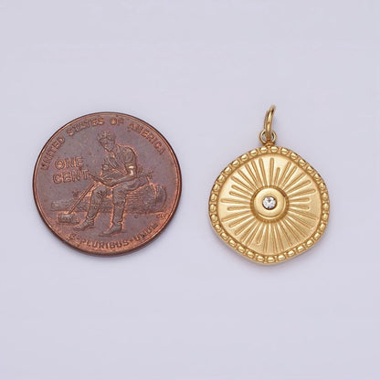 Stainless Steel Gold Radial Sun Pendant Charm for Necklace Bracelet Celestial Jewelry | P651