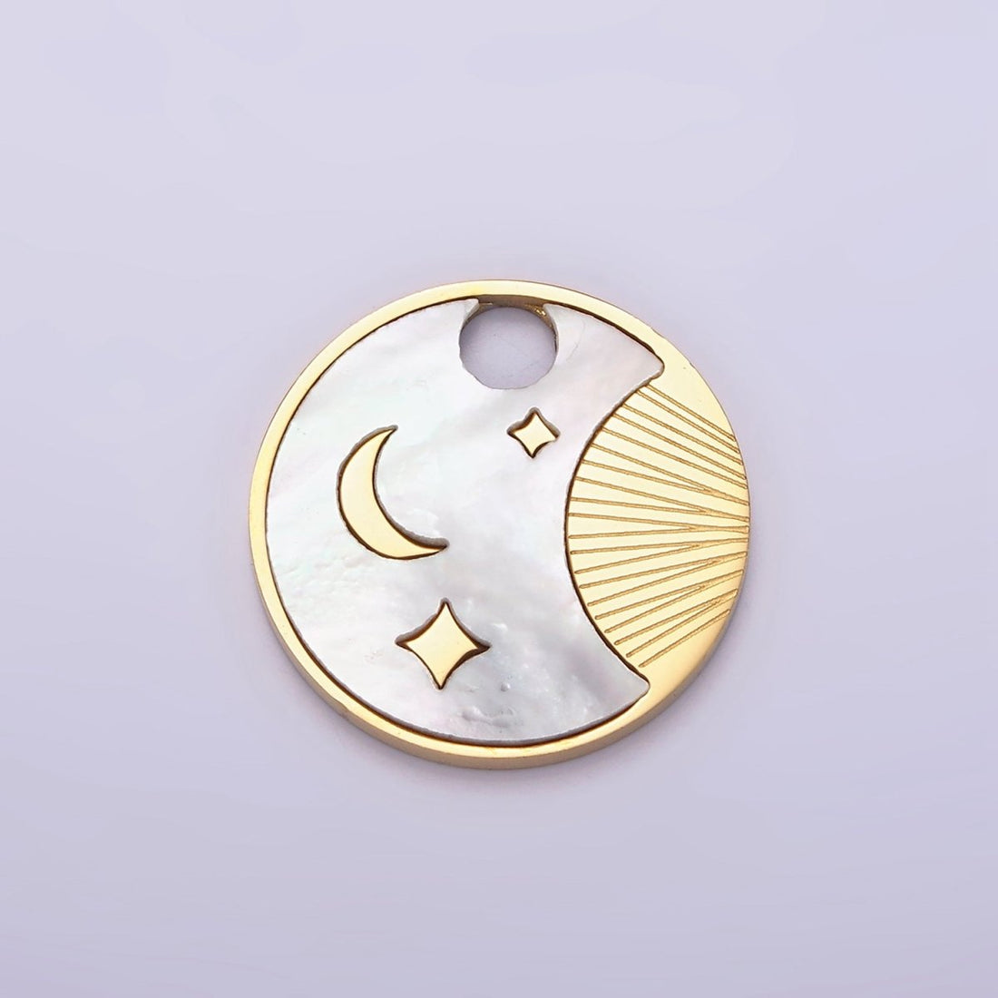 Stainless Steel Gold Shell Pearl Crescent Moon Pendant Charm for Necklace Bracelet Celestial Jewelry | P-652