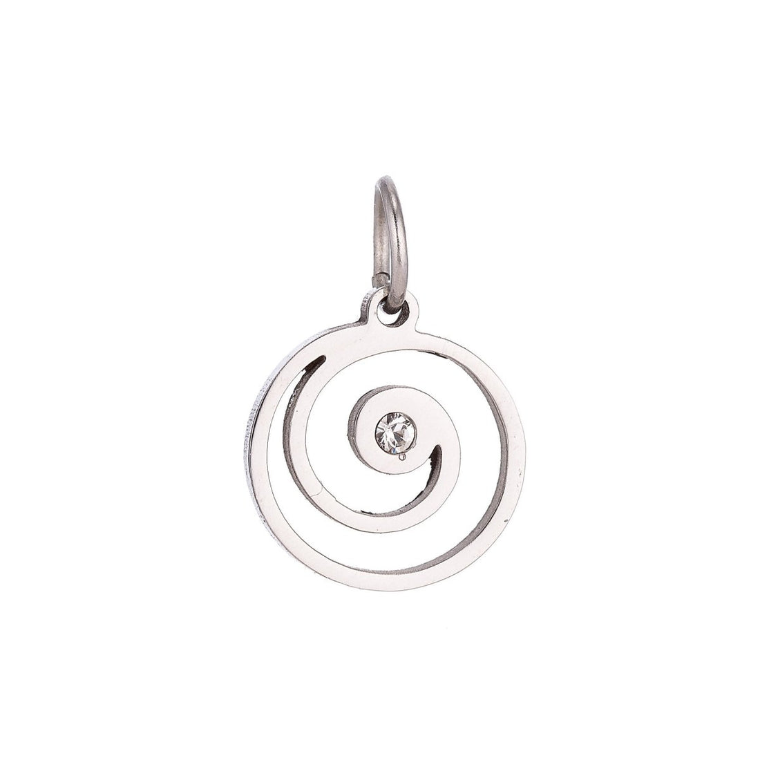 Stainless Steel Gold Simple Dainty Spiraling Pattern Cubic Zirconia Bracelet Charm Necklace Pendant Findings for Jewelry Making E-634