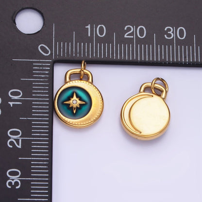Stainless Steel Gold Turquoise Star Charm North Star Coin Pendant P1383