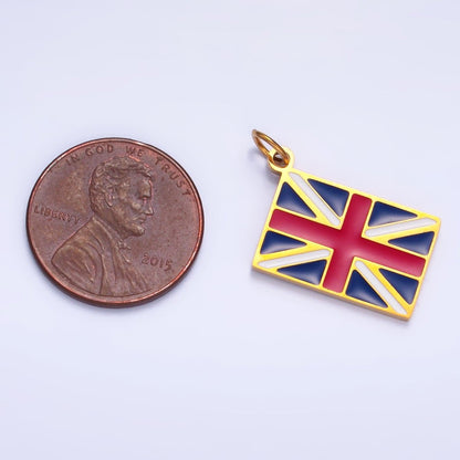 Stainless Steel Gold Union Jack England Flag Charm | P1440
