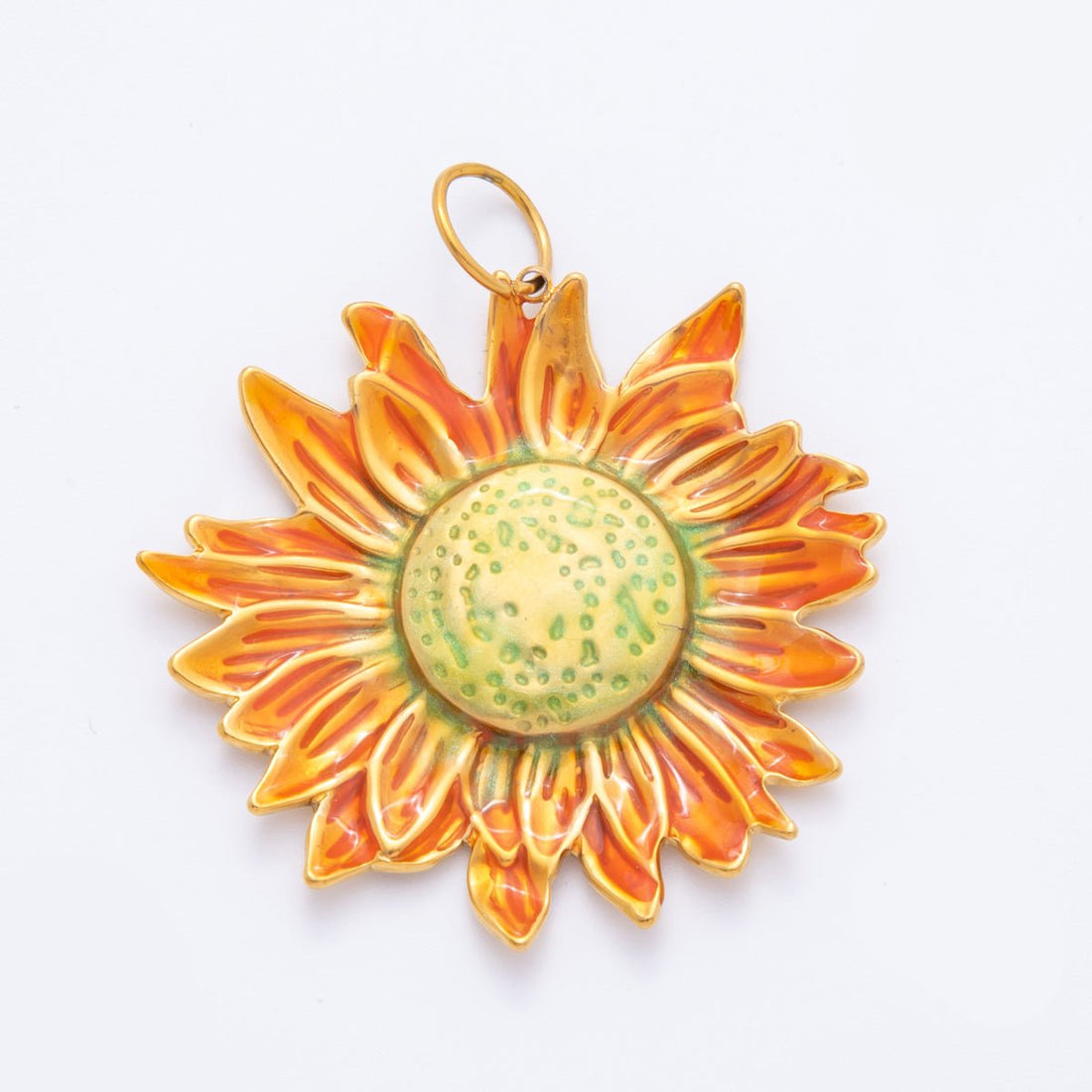 Stainless Steel Gradient Sunrise Sunflower Charm | J458