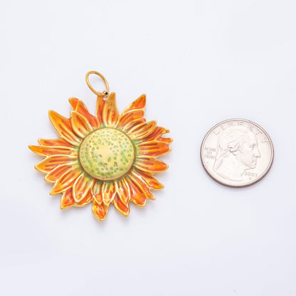 Stainless Steel Gradient Sunrise Sunflower Charm | J458
