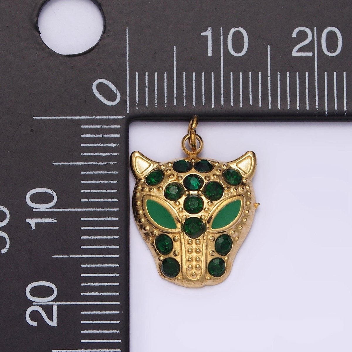 Stainless Steel Green, Black Eyed Panther Animal CZ Dotted Charm in Gold &amp; Silver | P-678 ~P-681