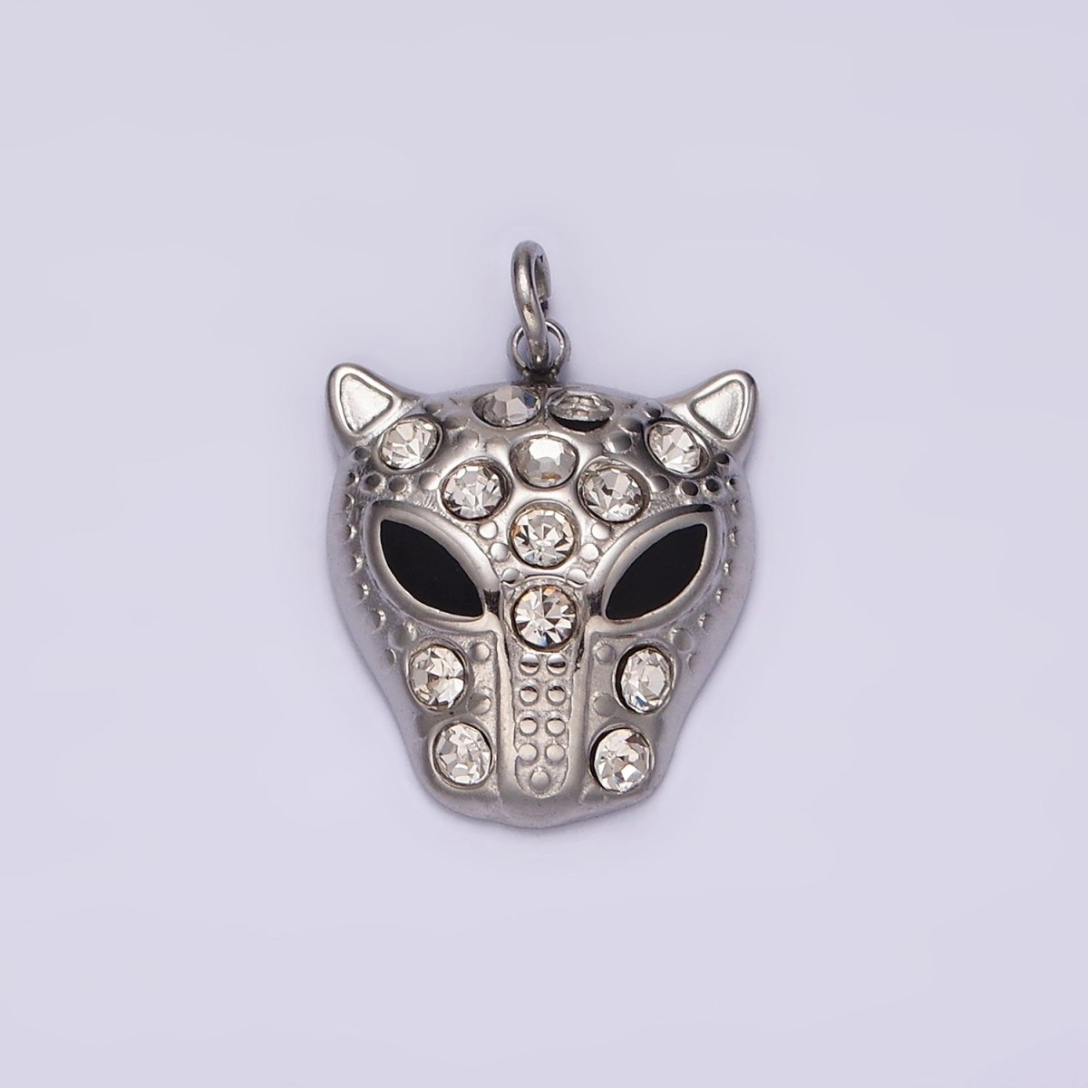 Stainless Steel Green, Black Eyed Panther Animal CZ Dotted Charm in Gold &amp; Silver | P-678 ~P-681