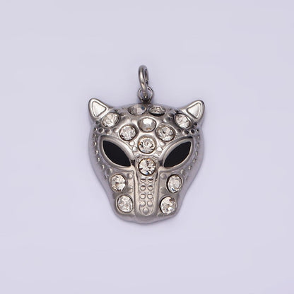Stainless Steel Green, Black Eyed Panther Animal CZ Dotted Charm in Gold &amp; Silver | P-678 ~P-681