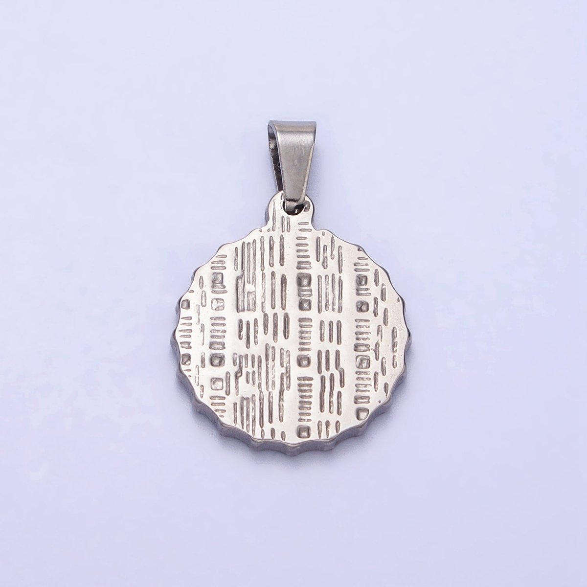 Stainless Steel Green, Blue Evil Eye White Enamel Round Textured Pendant in Gold &amp; Silver J-683 J-686 J-689 J-698