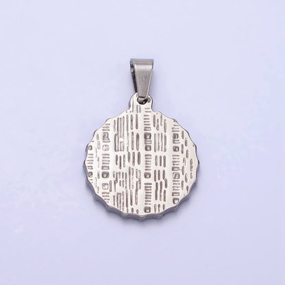 Stainless Steel Green, Blue Evil Eye White Enamel Round Textured Pendant in Gold &amp; Silver J-683 J-686 J-689 J-698