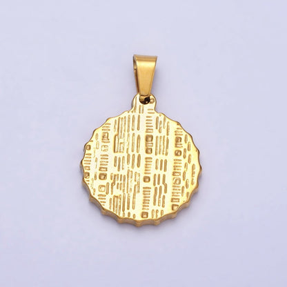 Stainless Steel Green, Blue Evil Eye White Enamel Round Textured Pendant in Gold &amp; Silver J-683 J-686 J-689 J-698