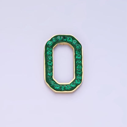 Stainless Steel Green, Clear CZ Edged Hexagonal Oblong Link Finding | Z689