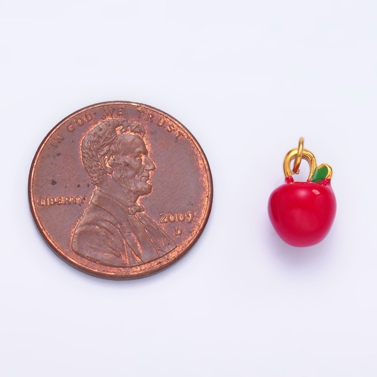 Stainless Steel Green, Red, Minimalist Apple 3D Multidimensional Charm | P841 P851
