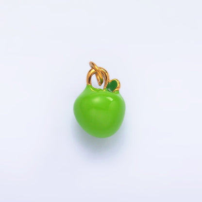 Stainless Steel Green, Red, Minimalist Apple 3D Multidimensional Charm | P841 P851
