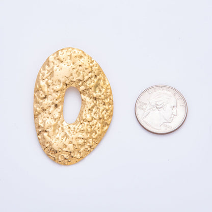 Stainless Steel Hammered Donut Oval Geometric Statement Pieces Charm | J506