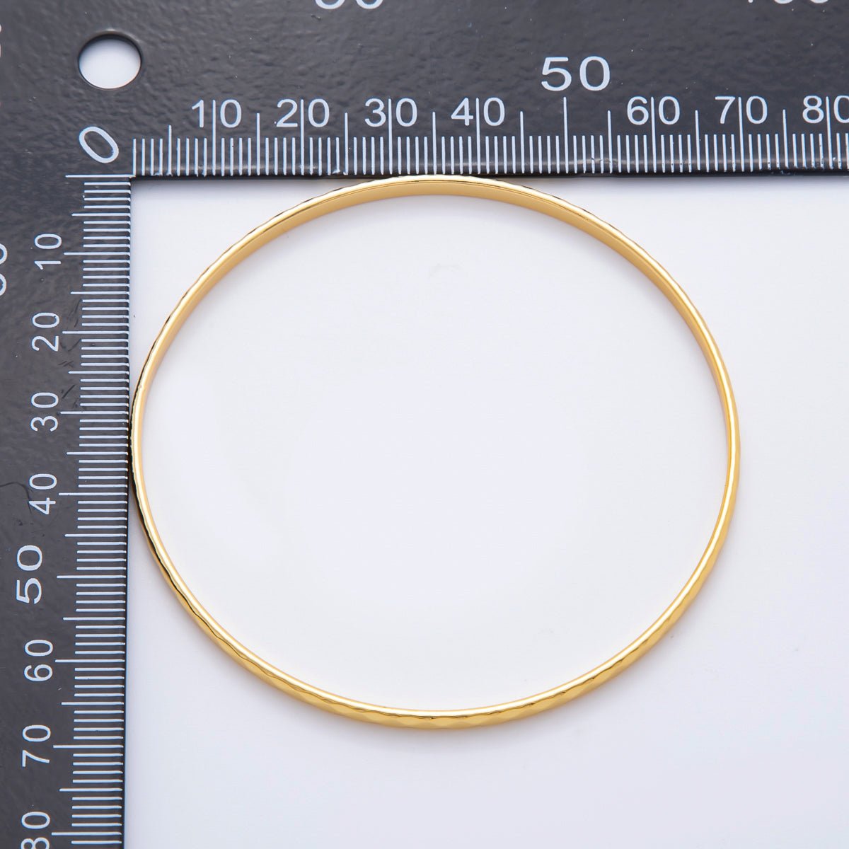 Gold Stainless Steel Hammered Ridge Pattern Round Bangle Bracelet | WA-3465