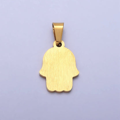 Stainless Steel Hamsa Hand Evil Eye Engraved Protection Pendant in Gold &amp; Silver J-700 J-704