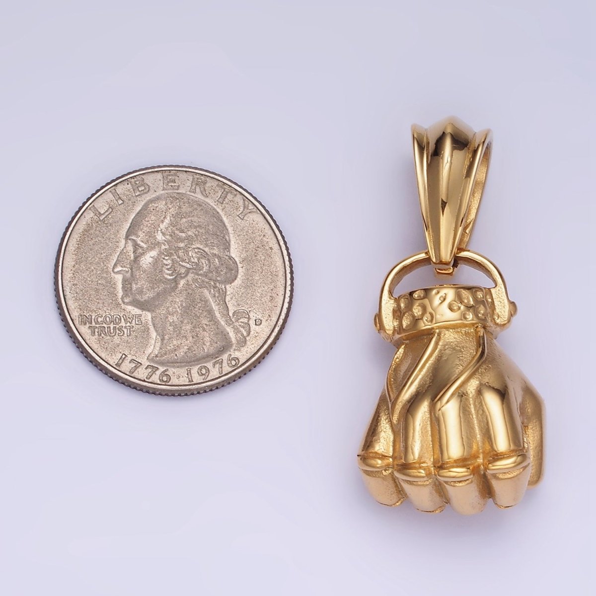 Stainless Steel 40mm Fight Fist Hand Gesture Pendant in Gold &amp; Silver | P1209