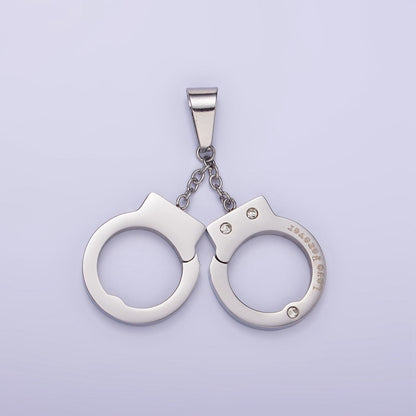 Stainless Steel Hand Cuff Charms Pendant in Gold &amp; Silver | P1448