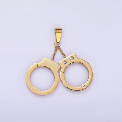 Stainless Steel Hand Cuff Charms Pendant in Gold &amp; Silver | P1448