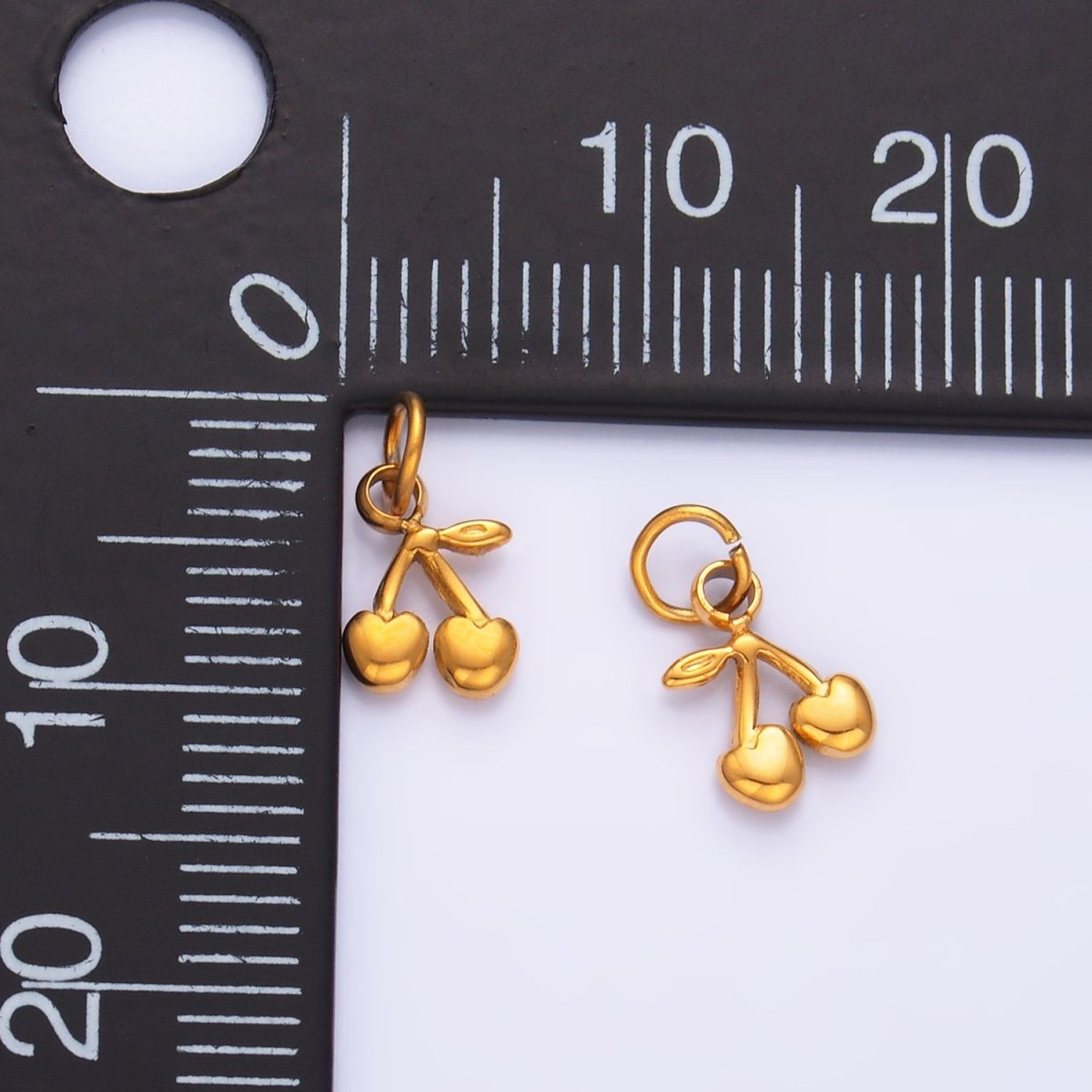 Stainless Steel Heart Cherry Fruit Mini Charm | P793