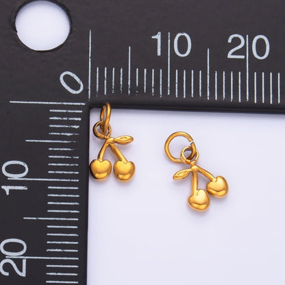 Stainless Steel Heart Cherry Fruit Mini Charm | P793