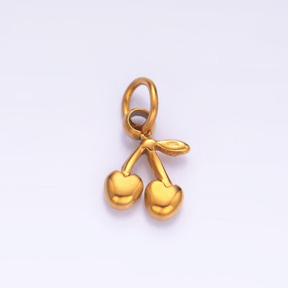 Stainless Steel Heart Cherry Fruit Mini Charm | P793