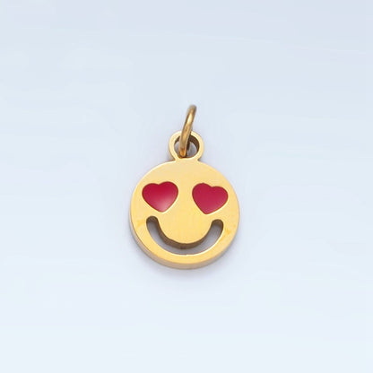Stainless Steel Heart Eyes Smiley Face Mini Charm | P678
