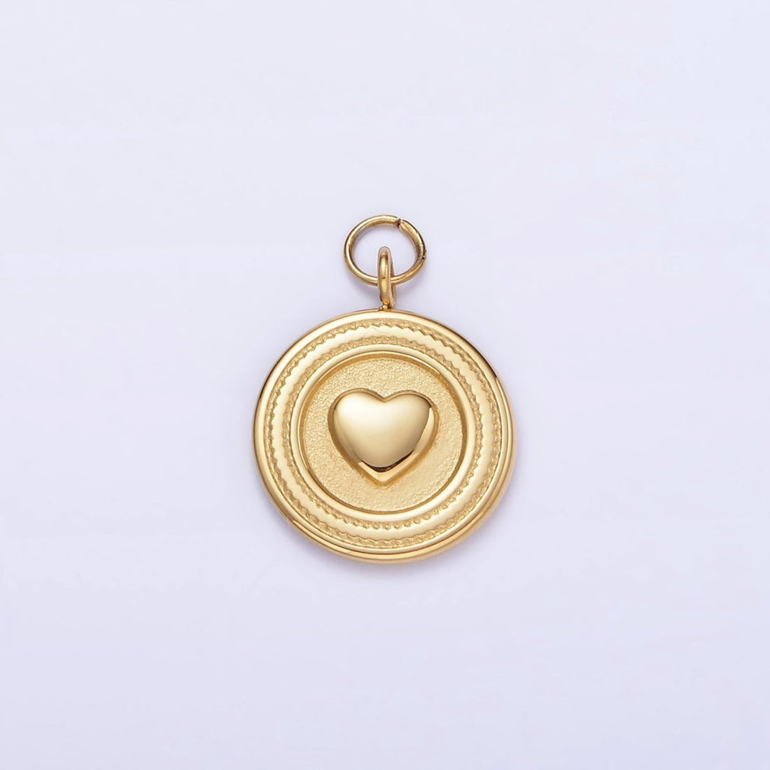 Stainless Steel Heart Minimalist Round Charm | P973