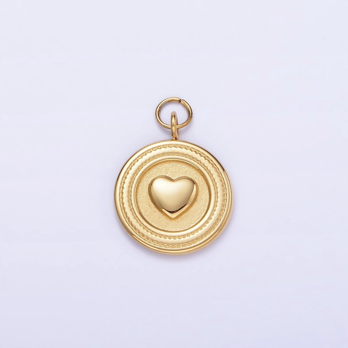 Stainless Steel Heart Minimalist Round Charm | P973