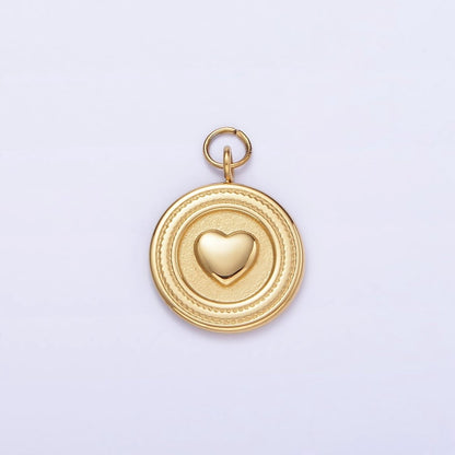 Stainless Steel Heart Minimalist Round Charm | P973