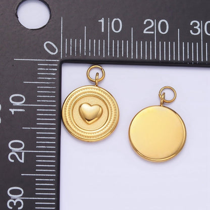 Stainless Steel Heart Minimalist Round Charm | P973