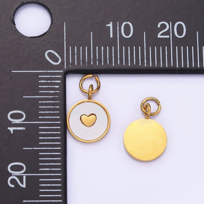 Stainless Steel Heart Shell Pearl Bezel Round Charm | P972
