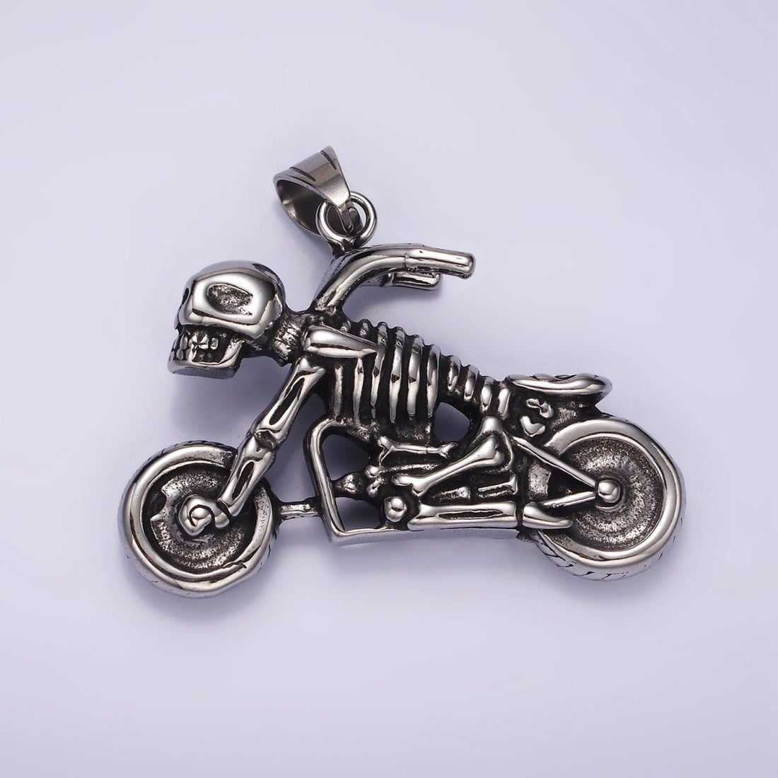 Stainless Steel Human Skeleton Skull Motorcycle Vehicle Pendant | P1061