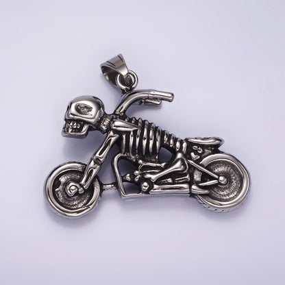 Stainless Steel Human Skeleton Skull Motorcycle Vehicle Pendant | P1061