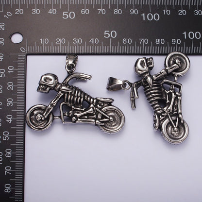 Stainless Steel Human Skeleton Skull Motorcycle Vehicle Pendant | P1061