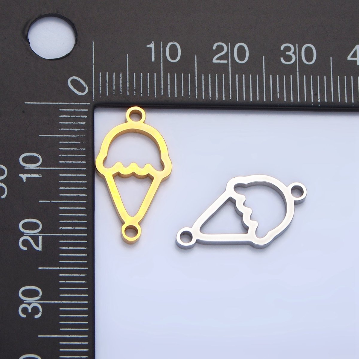Stainless Steel Ice Cream Dessert Charm Connector in Gold &amp; Silver | G-465