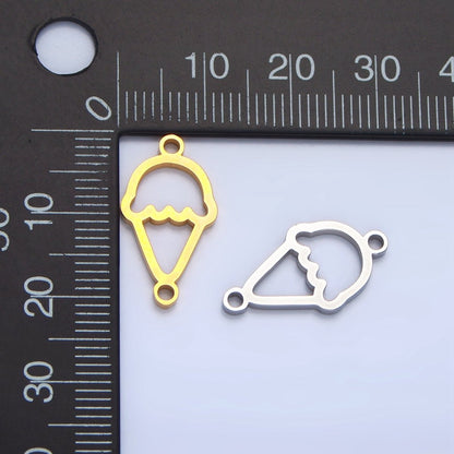 Stainless Steel Ice Cream Dessert Charm Connector in Gold &amp; Silver | G-465