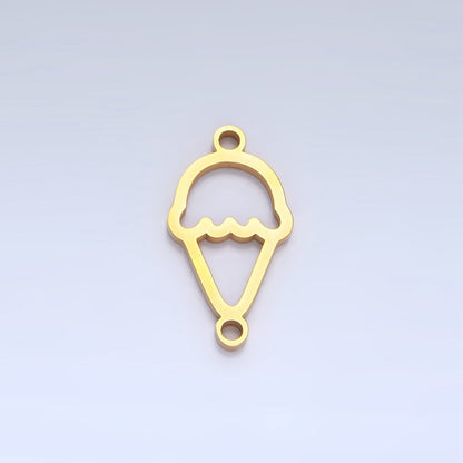 Stainless Steel Ice Cream Dessert Charm Connector in Gold &amp; Silver | G-465