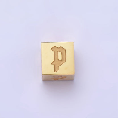 Stainless Steel Initial Letter A-Z Old English Gothic Alphabet Font 5mm Gold Bead | A-937-A-949