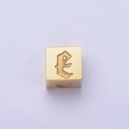 Stainless Steel Initial Letter A-Z Old English Gothic Alphabet Font 5mm Gold Bead | A-937-A-949