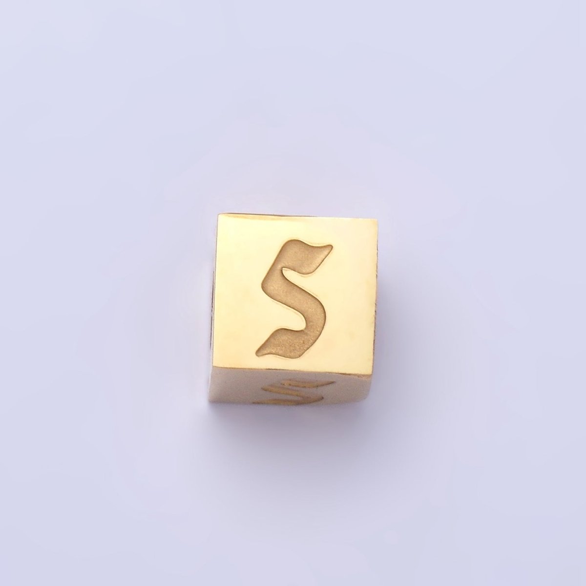 Stainless Steel Initial Letter A-Z Old English Gothic Alphabet Font 5mm Gold Bead | A-937-A-949