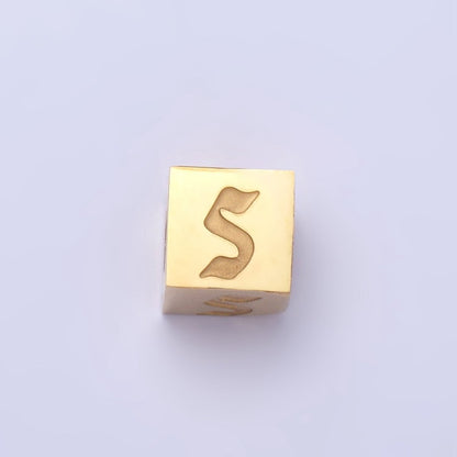 Stainless Steel Initial Letter A-Z Old English Gothic Alphabet Font 5mm Gold Bead | A-937-A-949