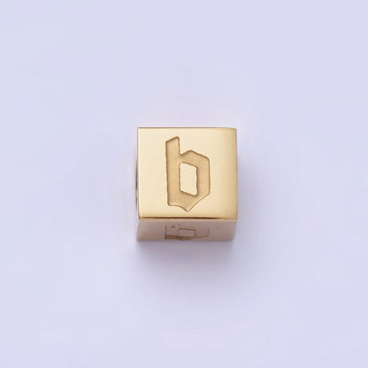 Stainless Steel Initial Letter A-Z Old English Gothic Alphabet Font 5mm Gold Bead | A-937-A-949