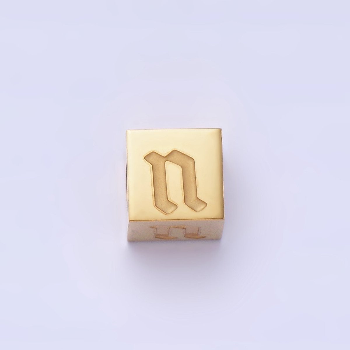 Stainless Steel Initial Letter A-Z Old English Gothic Alphabet Font 5mm Gold Bead | A-937-A-949