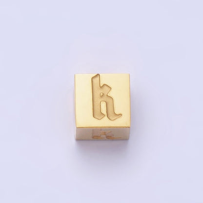 Stainless Steel Initial Letter A-Z Old English Gothic Alphabet Font 5mm Gold Bead | A-937-A-949
