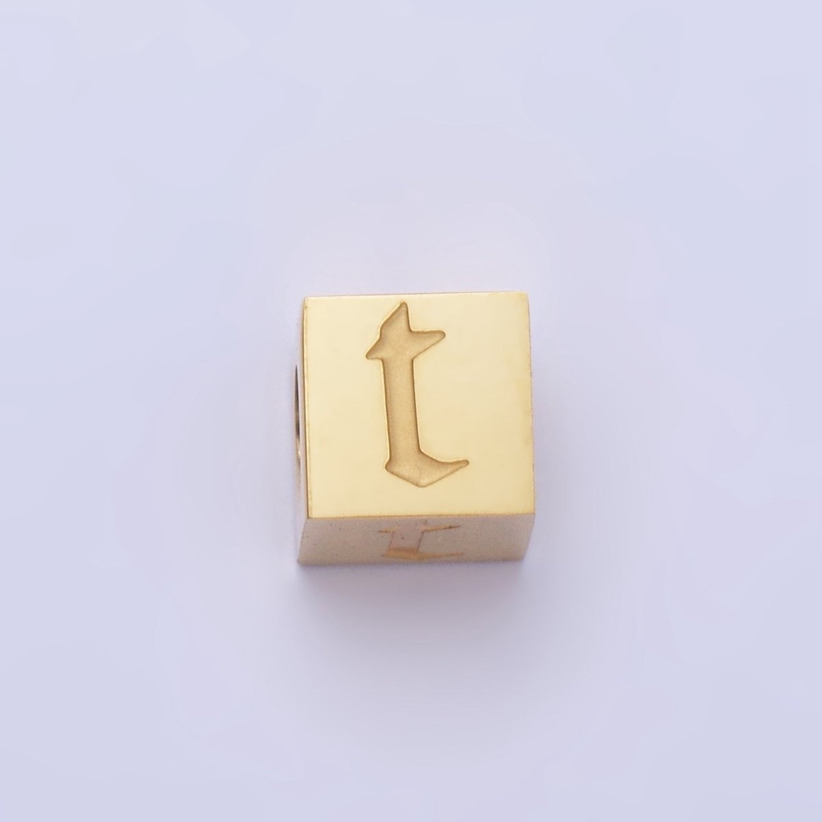 Stainless Steel Initial Letter A-Z Old English Gothic Alphabet Font 5mm Gold Bead | A-937-A-949