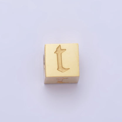Stainless Steel Initial Letter A-Z Old English Gothic Alphabet Font 5mm Gold Bead | A-937-A-949