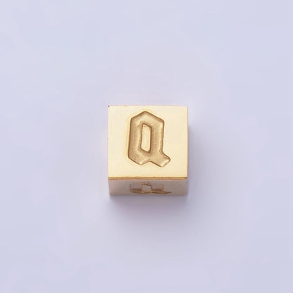 Stainless Steel Initial Letter A-Z Old English Gothic Alphabet Font 5mm Gold Bead | A-937-A-949