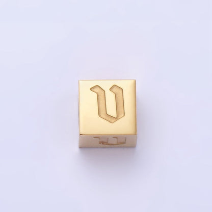 Stainless Steel Initial Letter A-Z Old English Gothic Alphabet Font 5mm Gold Bead | A-937-A-949