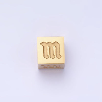 Stainless Steel Initial Letter A-Z Old English Gothic Alphabet Font 5mm Gold Bead | A-937-A-949
