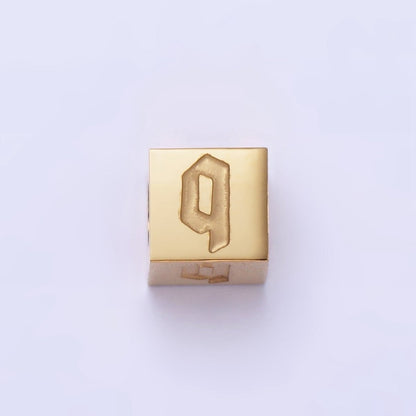 Stainless Steel Initial Letter A-Z Old English Gothic Alphabet Font 5mm Gold Bead | A-937-A-949